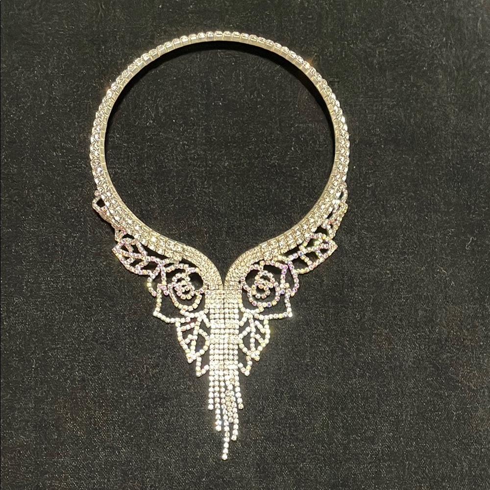 Formal Evening-wear Rhinestone and Crystal Choker Necklace